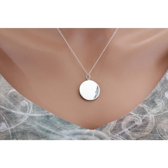 Mixed Metal Sun and Moon Pendant Necklace, Mixed Metal Sun Moon Charm Necklace - Picture 7 of 7